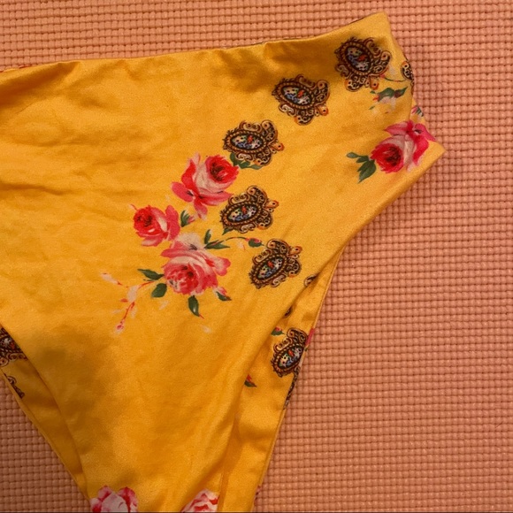 Tiger Mist Yellow Floral High Waist Bikini - Picture 4 of 5